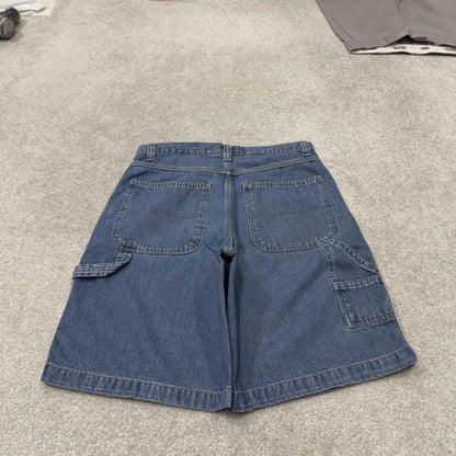 Denim carpenter shorts cargo loose blue Faded Glory skater style surf jorts
