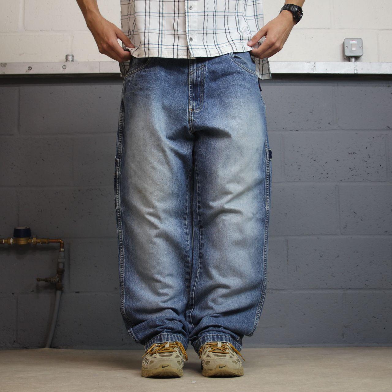 Y2K Phat Farm carpenter jeans W36L32 loose blue Thick heavy denim skate style hip hop pants