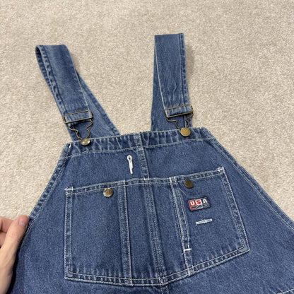 Vintage denim dungarees 00s USA works overalls blue Patch logo and adjustable straps