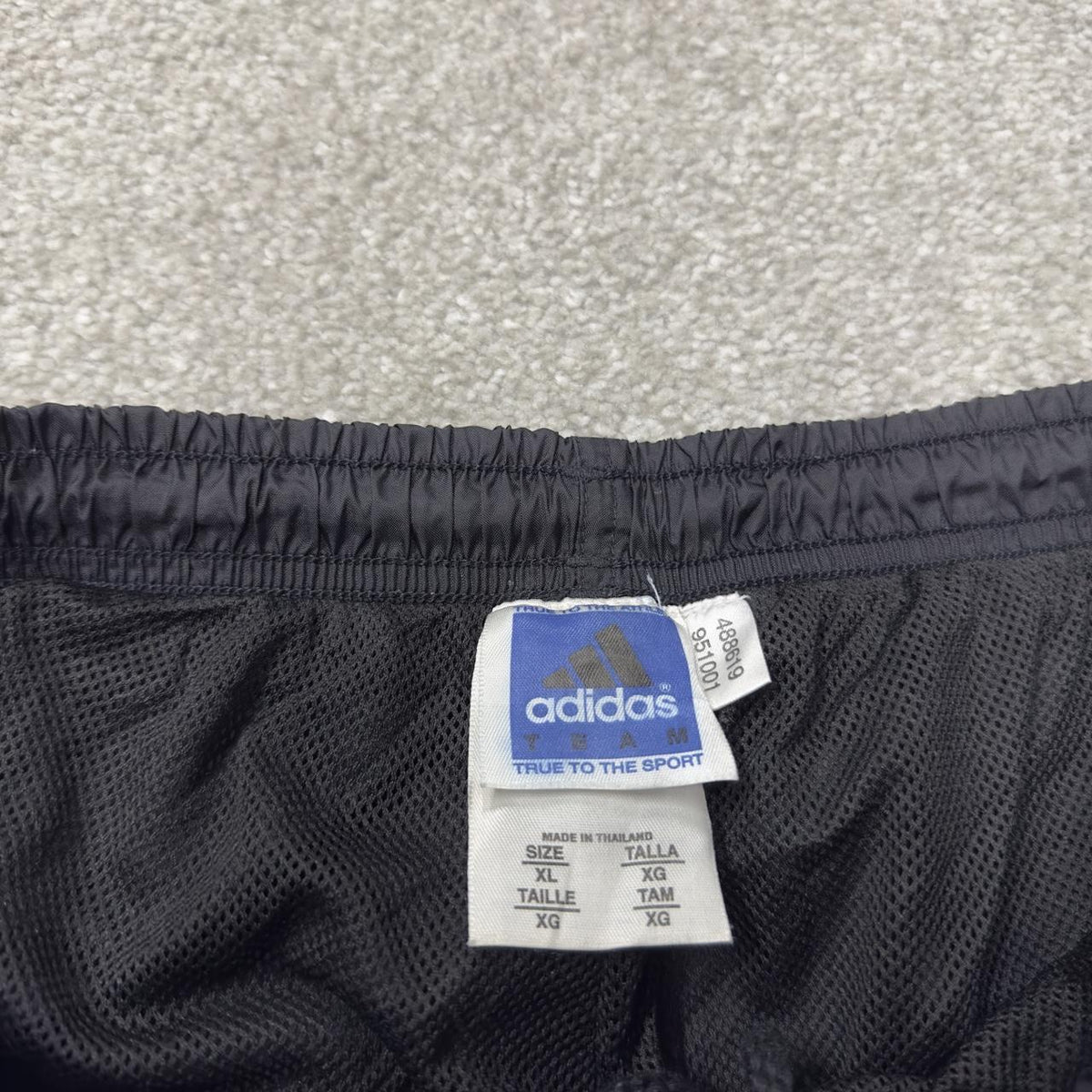 Y2K Adidas tracksuit bottoms loose black XL mesh lined embroidered logo track pants