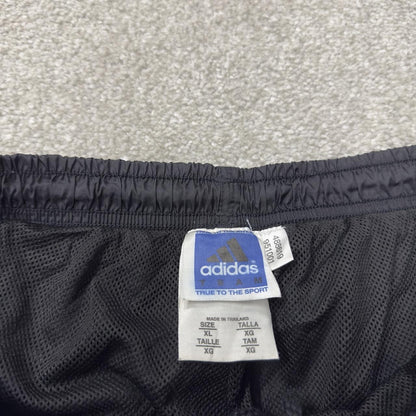 Y2K Adidas tracksuit bottoms loose black XL mesh lined embroidered logo track pants
