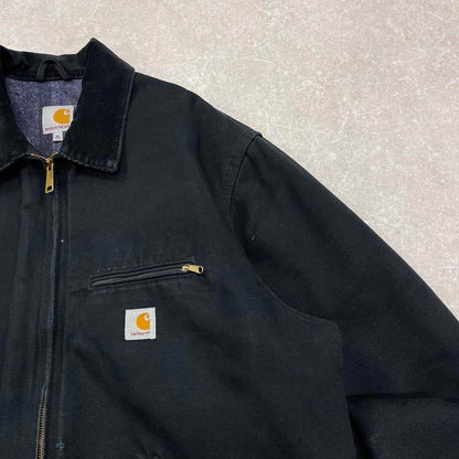 Vintage black Carhartt Detroit jacket XL blanket lined canvas American USA