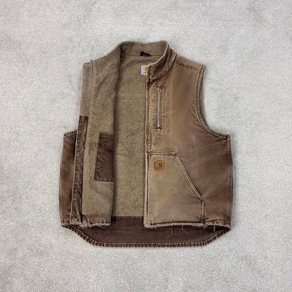 Brown vintage Carhartt gilet L sandstone canvas