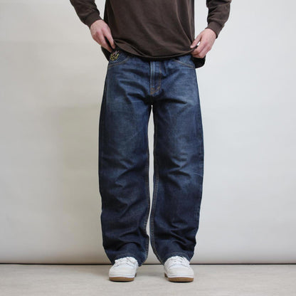 Blue USA Rugby embroidered jeans W38 L30 loose y2k embroidered design hip hop jeans