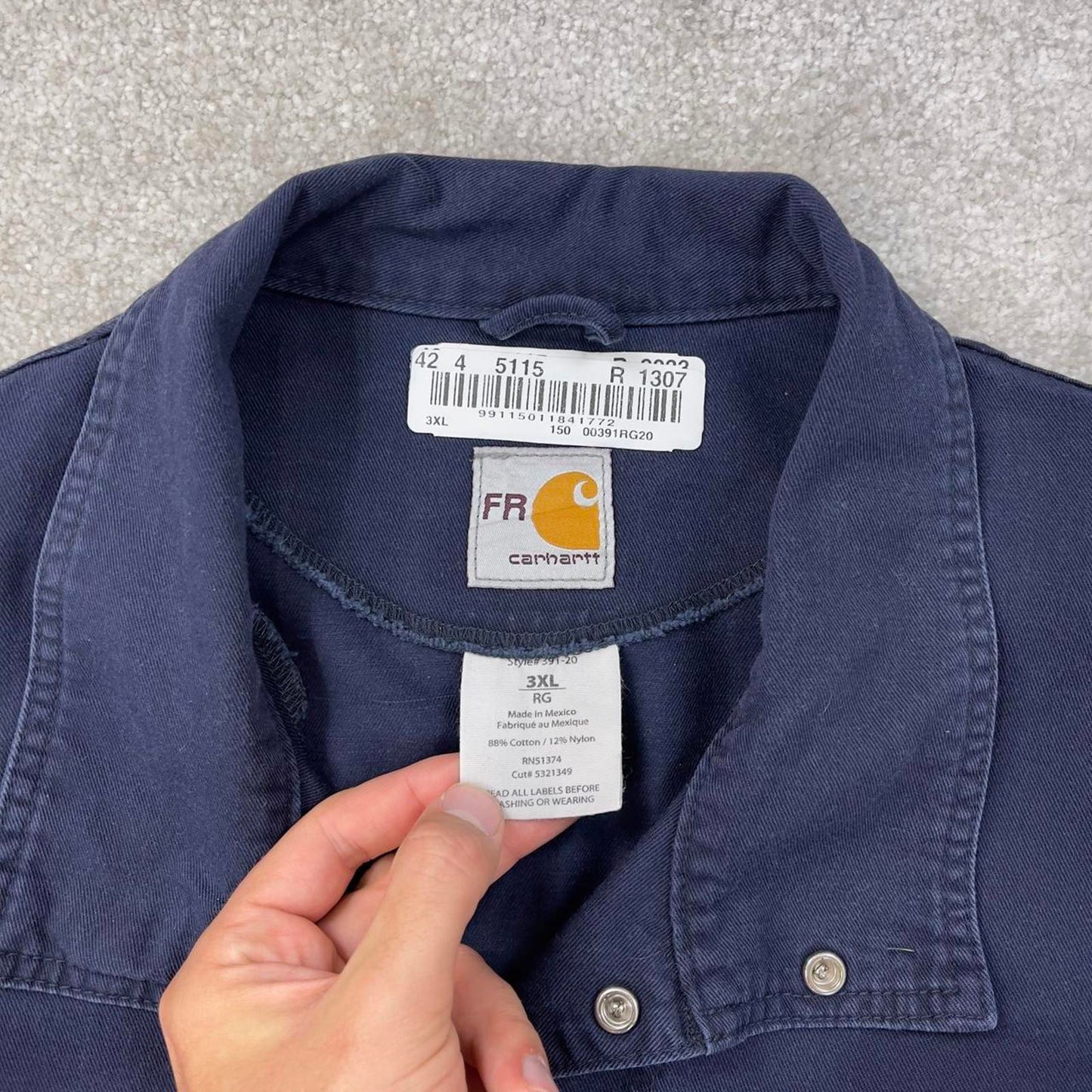 Navy Carhartt FR boilersuit 3XL unlined fire resistant coveralls heavy duty work