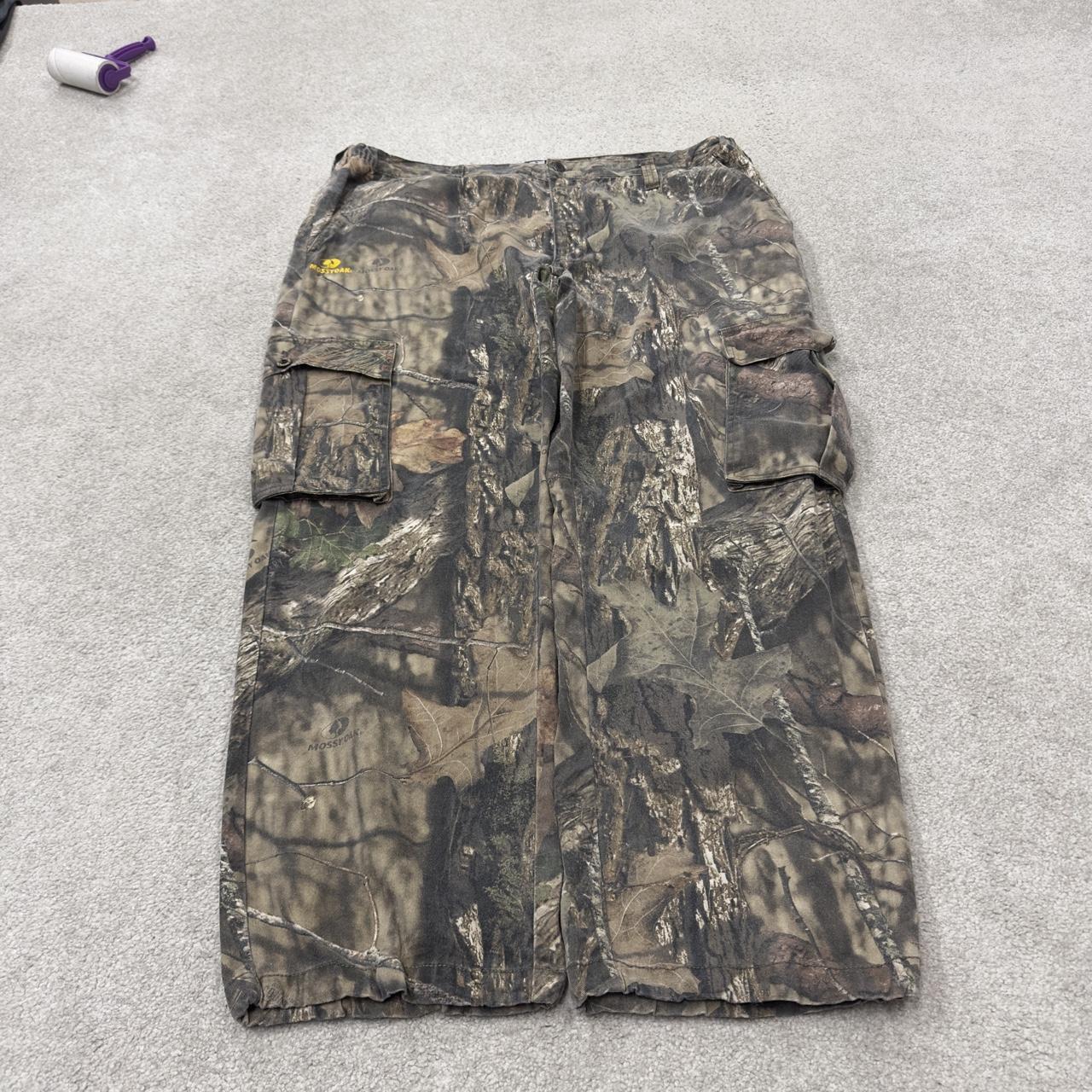 Vintage Mossy Oak baggy camo cargo pants khaki Loose leg camouflage Y2K hunting style trousers