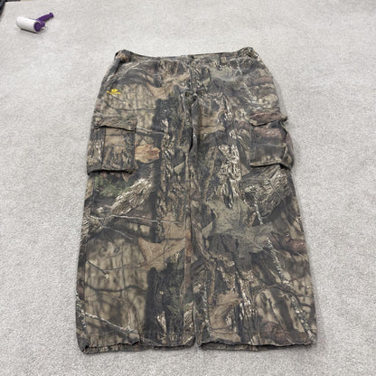 Vintage Mossy Oak baggy camo cargo pants khaki Loose leg camouflage Y2K hunting style trousers