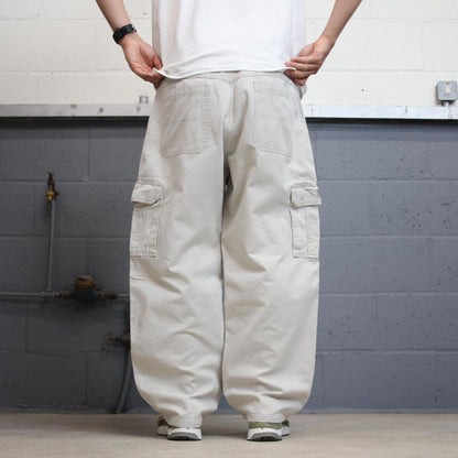 Baggy Wrangler cargo pants W38L30 beige wide leg y2k style trousers