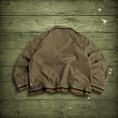 Y2K Billabong windbreaker jacket embroidered Large women's khaki Surf style tech jacket