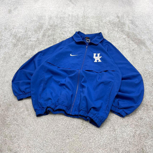 Vintage 00s Nike jacket y2k style XL men's blue full zip windbreaker coat embroidered technical