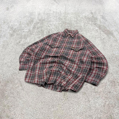 Wrangler Checkered plaid flannel shirt M red men's long sleeve thick over shirt autumnal y2k style