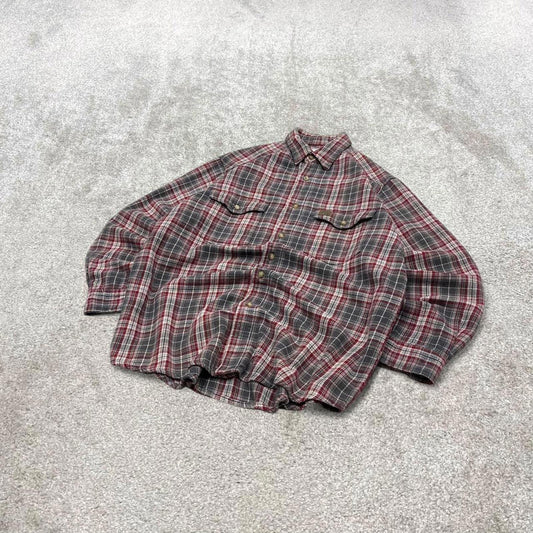 Wrangler Checkered plaid flannel shirt M red men's long sleeve thick over shirt autumnal y2k style