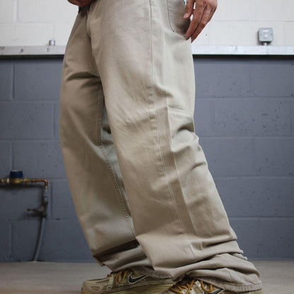 Levi’s 505 straight fit jeans Y2K beige 100% cotton pants red tab logo