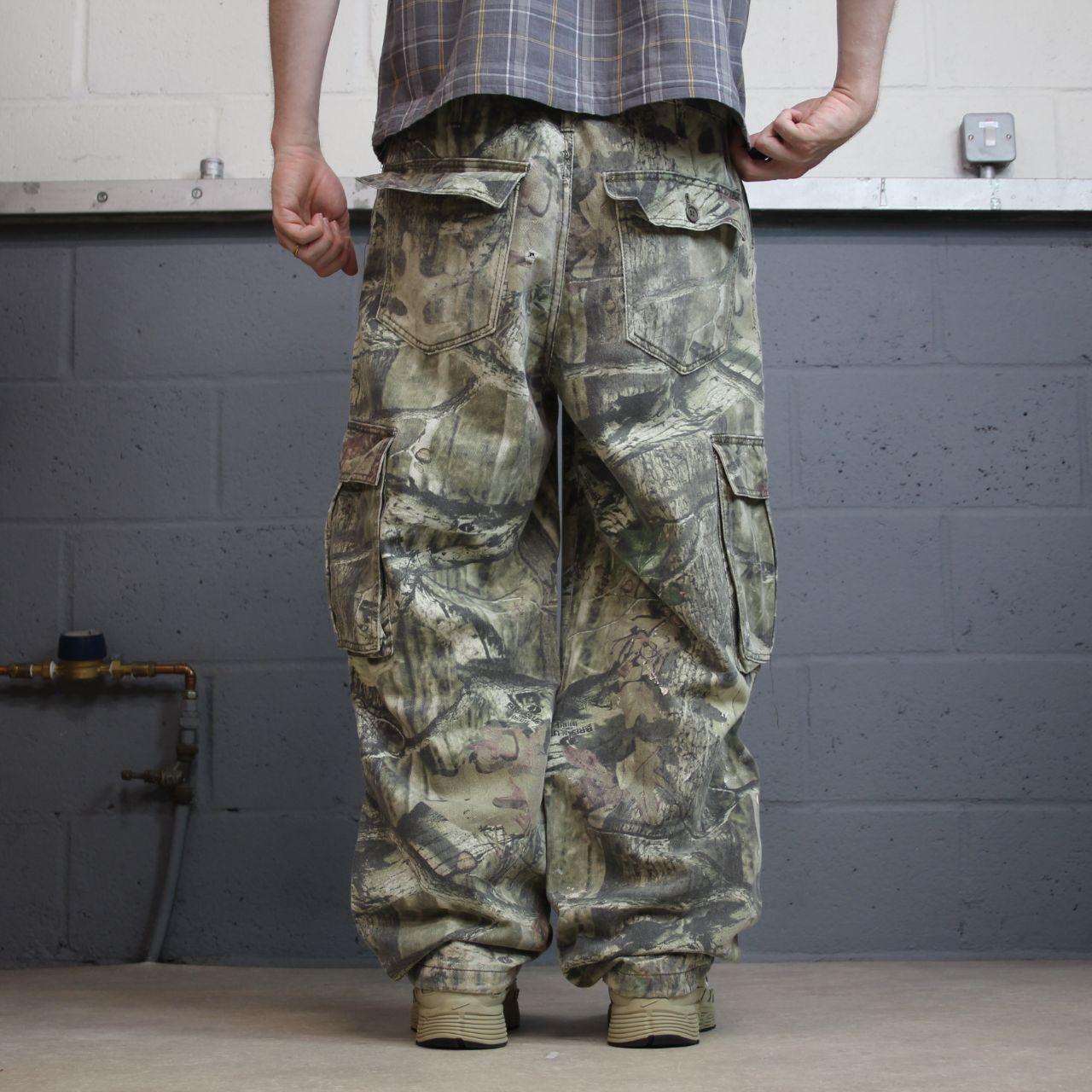 Mossy Oak baggy camo cargo pants Y2K W32L32 khaki Wide leg camouflage loose hunting utility trousers