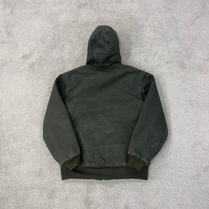 Faded Green Women's Carhartt hooded active jacket Medium canvas work coat