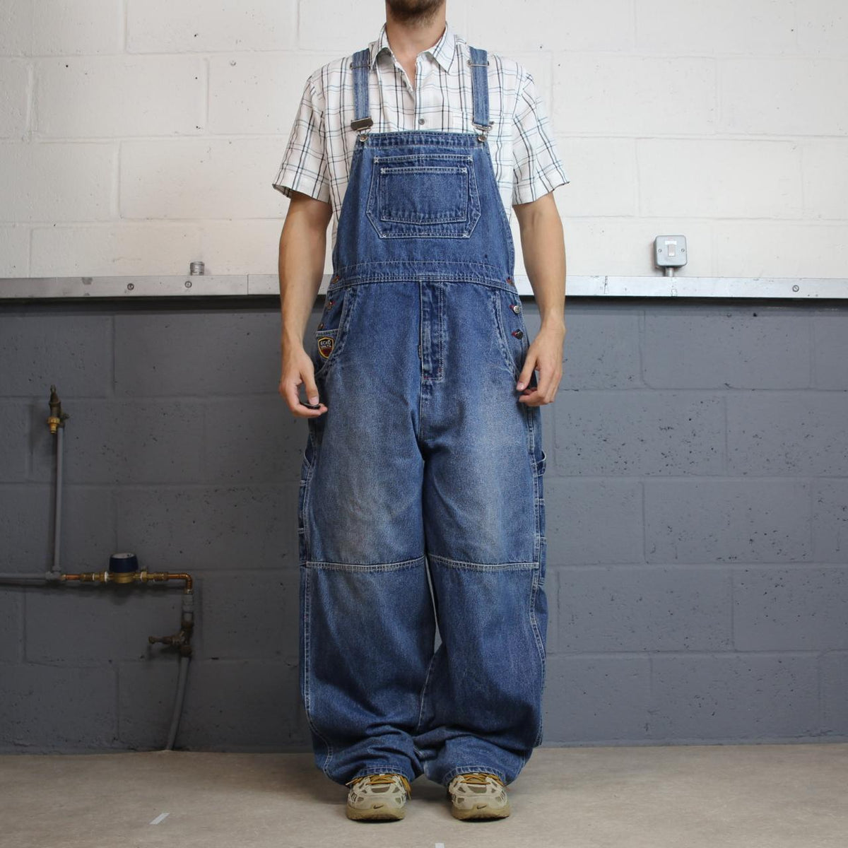 Y2K Ecko unltd baggy dungarees thick denim overalls blue perfect festival or skate wear