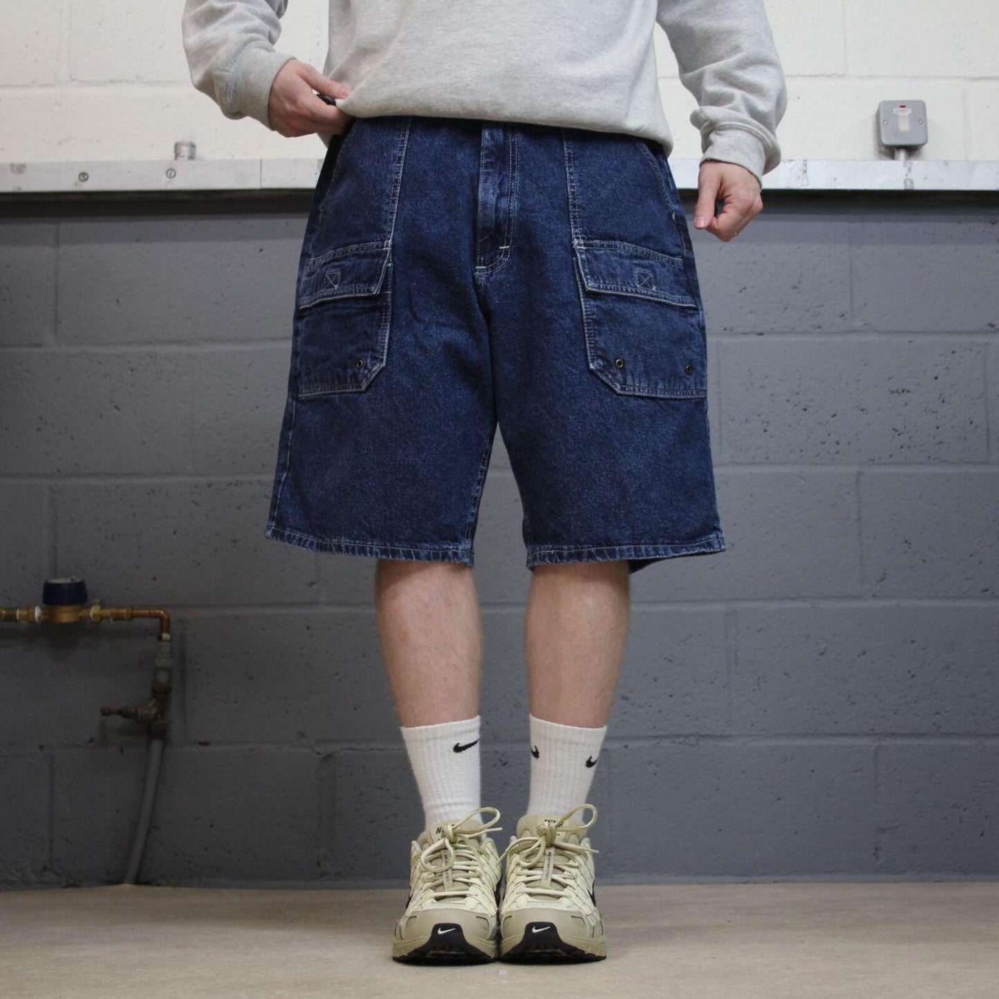 Wrangler denim cargo shorts workwear blue Baggy cargo Y2K jorts summer festival