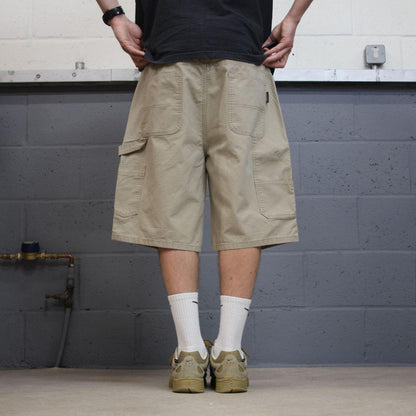 Baggy canvas cargo shorts carpenter khaki Wolverine skater style work shorts summer