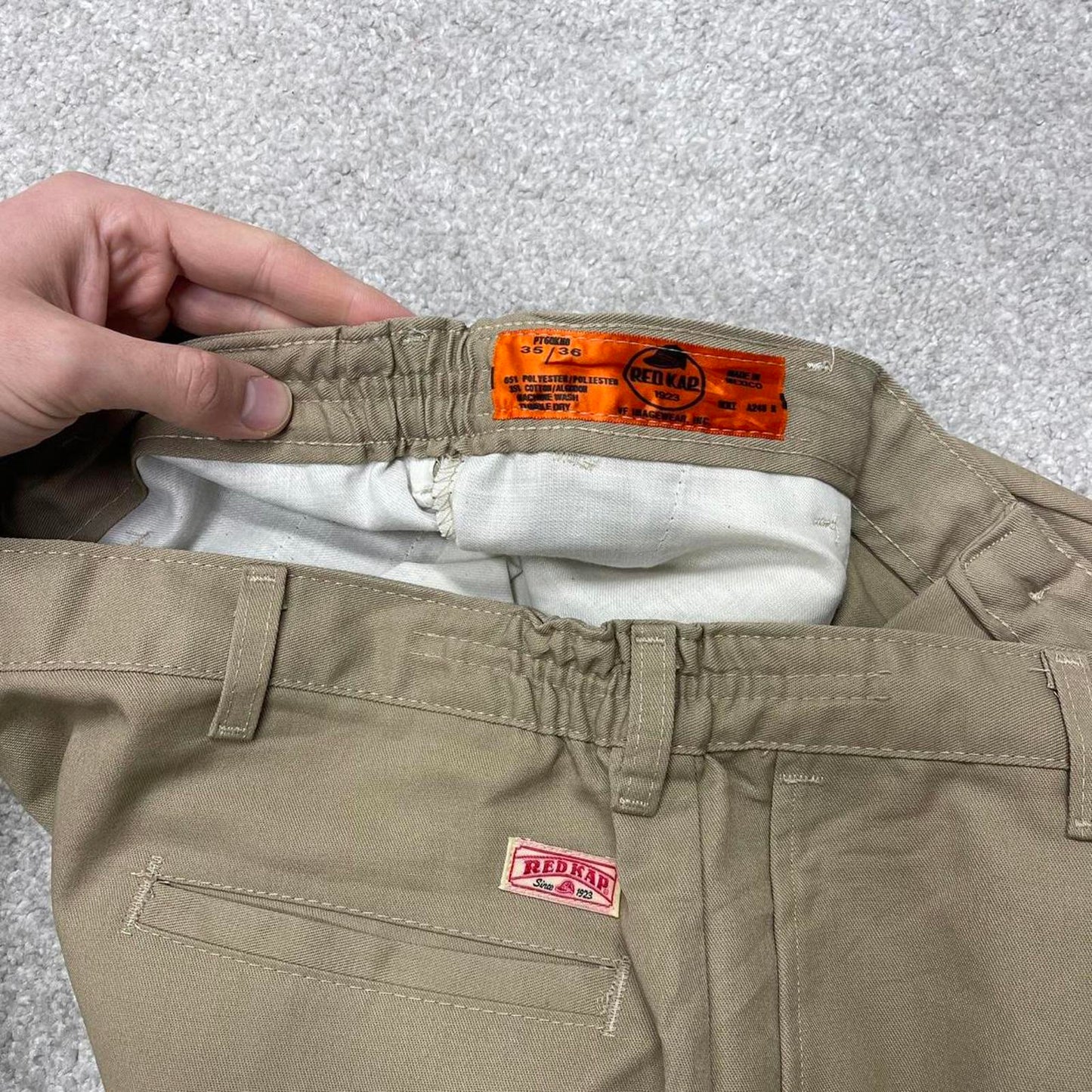 Vintage Y2k baggy work pants khaki Red Kap Chino style skate trousers workwear patch logo