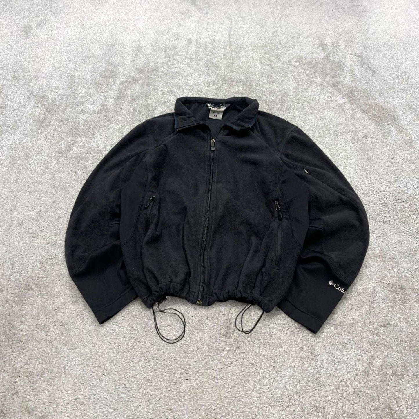 00s Columbia technical fleece XL women's black full zip up y2k style autumn adjustable waist