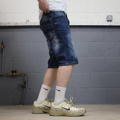 Y2K embroidered denim shorts blue Buffalo David Bitton 5 pocket stretch jorts summer festival
