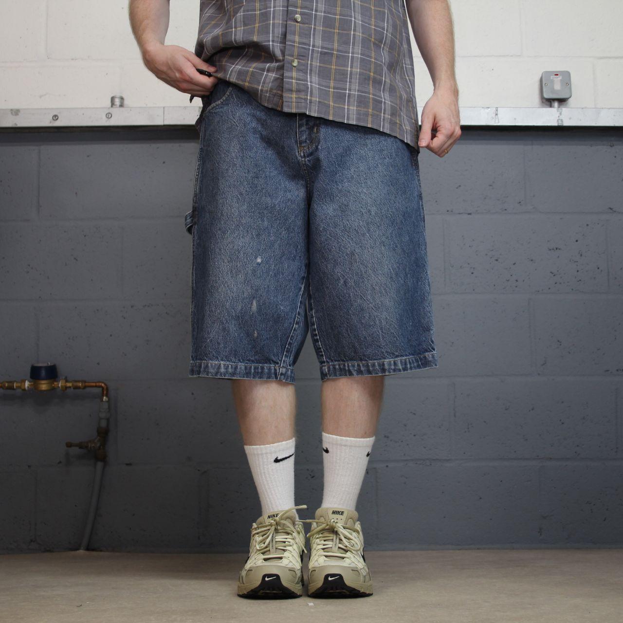 Timberland baggy denim shorts y2k blue carpenter Long skate / surf style cargo shorts
