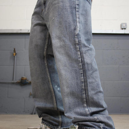Blue Route 66 baggy skate jeans W38L30 loose denim embroidered y2k style pants big stitch design