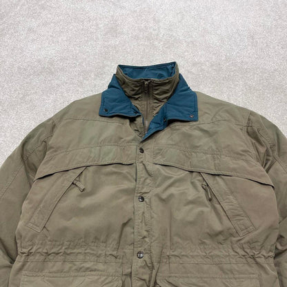 Y2K North Face puffer jacket khaki TNF thick puffer coat embroidered logo