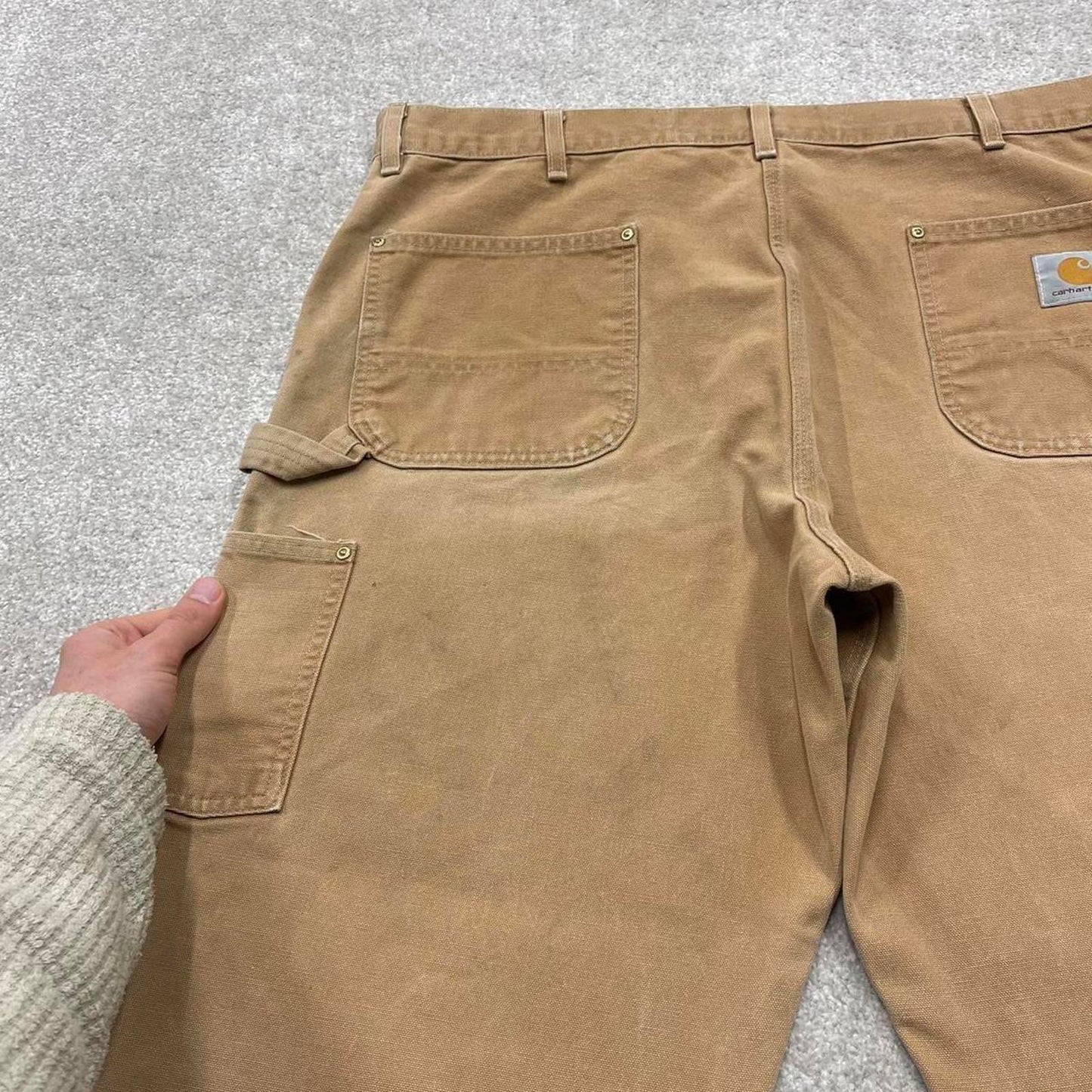 Y2k baggy fit Carhartt double knee work pants brown Loose wide-leg canvas skate trousers