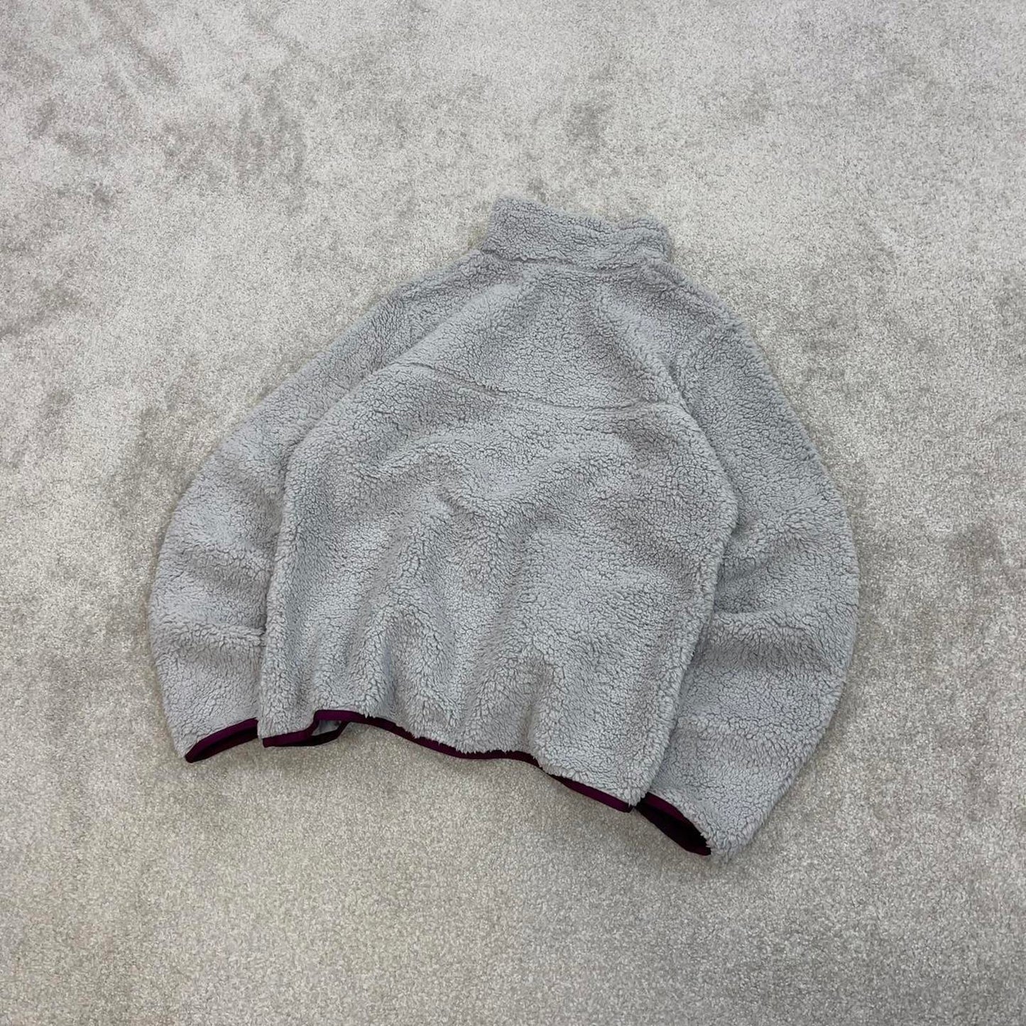 Grey Columbia technical fleece full zip deep high pile Large Women's y2k style autumn teddy bear