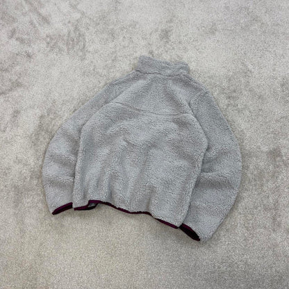 Grey Columbia technical fleece full zip deep high pile Large Women's y2k style autumn teddy bear