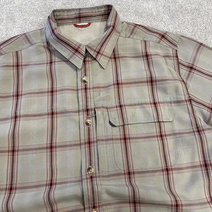 North Face checkered short sleeve shirt khaki TNF surf style check shirt button down summer