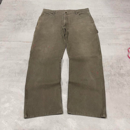 Loose Dickies carpenter jeans W36L30 90s skate style green thick canvas cargos