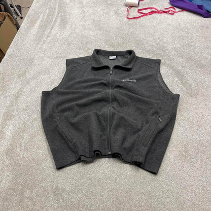 Grey Columbia technical fleece gilet XXL full zip up y2k style autumn