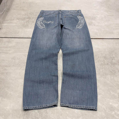 Baggy Coogi jeans W36 L34 blue loose embroidered wings design 90s y2k style skater jeans