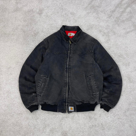 Vintage Black Carhartt Santa Fe Jacket XL canvas 90s style skater bomber
