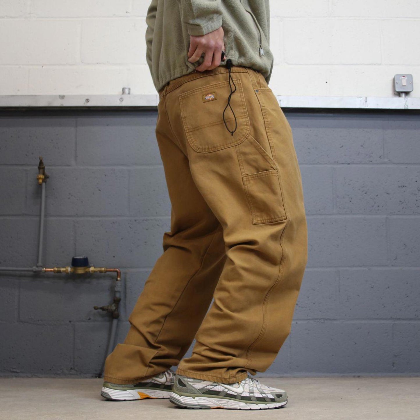90s baggy Dickies carpenter jeans W40L32 00s skate style tan thick canvas workwear cargos