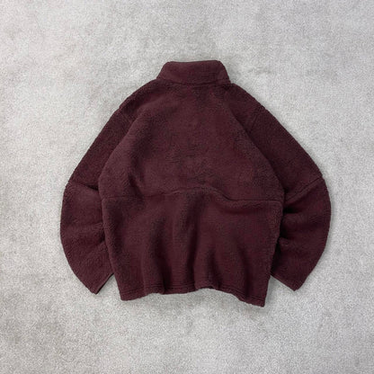 Burgundy Columbia technical full zip fleece XL deep pile teddy bear fleece y2k style autumn
