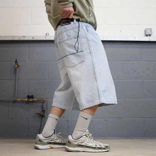 Y2k baggy Southpole shorts skater style blue Long wide leg denim summer festival shorts