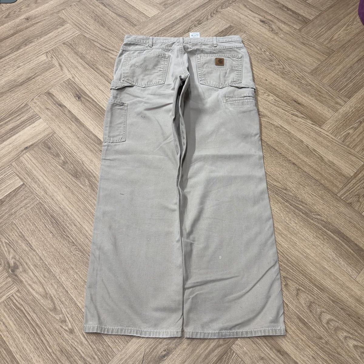 Vintage baggy Carhartt carpenter jeans y2k beige Loose utility workwear skate cargo trousers