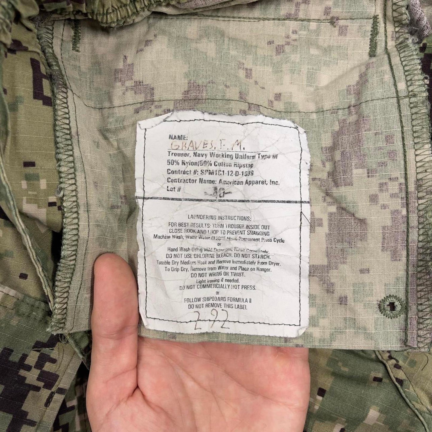 US Navy cargo pants Small baggy green USN digital camouflage trousers double knee adjustable cuffs