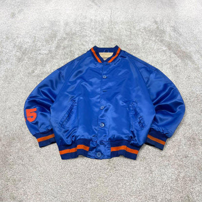 Vintage 90s NBA New York Knicks bomber jacket XL Hardwood Classics men's blue varsity