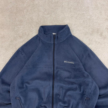 Blue Columbia technical full zip fleece XL y2k style autumn adjustable waist