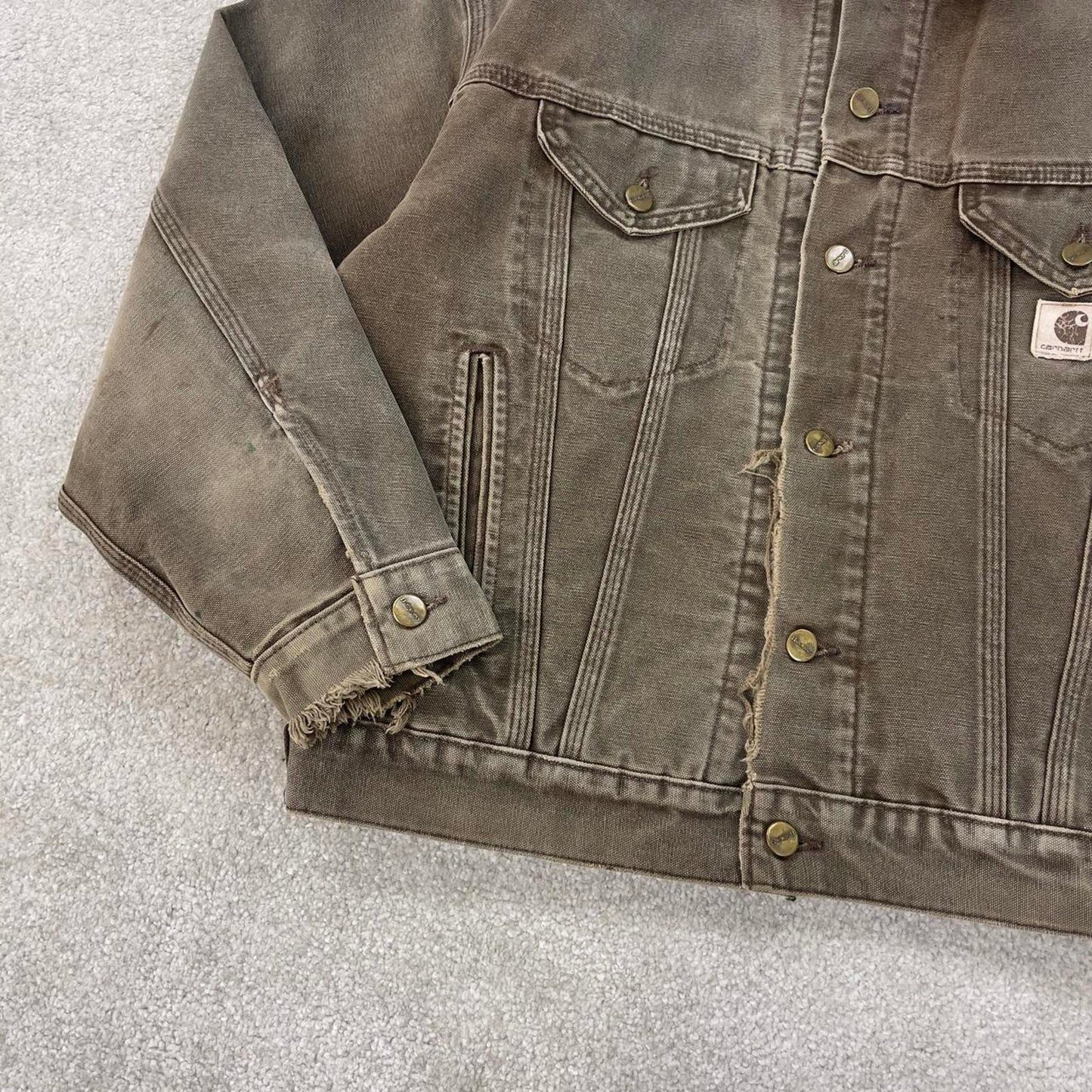 Vintage brown Carhartt Trucker bomber jacket M Detroit cropped