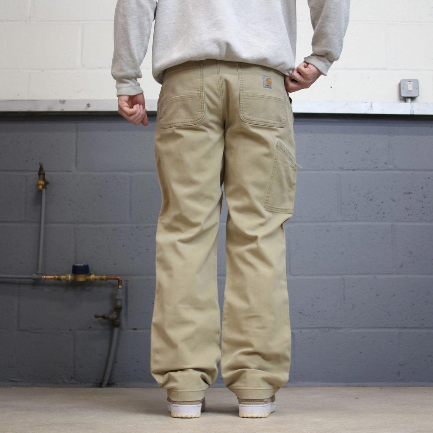 90s vintage Carhartt carpenter jeans W34L34 Mens beige relaxed y2k style canvasy cargos trousers