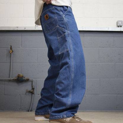 vintage Carhartt carpenter jeans W34L30 Blue Denim 1999 loose skater cargos