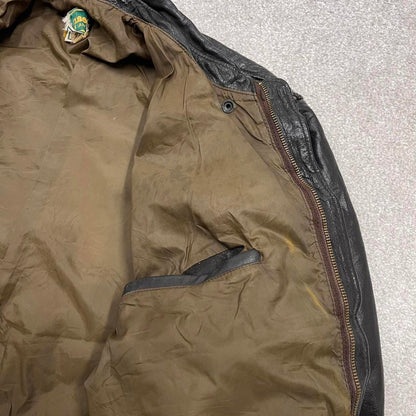 Vintage leather flight aviator bomber jacket brown L.L.Bean boxy genuine leather coat