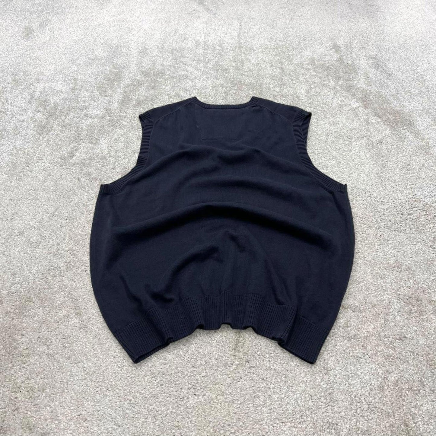 Y2k Nautica knit sweater vest XL men's navy knitted grandad V neck pull over y2k 00s style