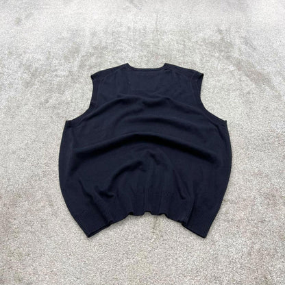 Y2k Nautica knit sweater vest XL men's navy knitted grandad V neck pull over y2k 00s style