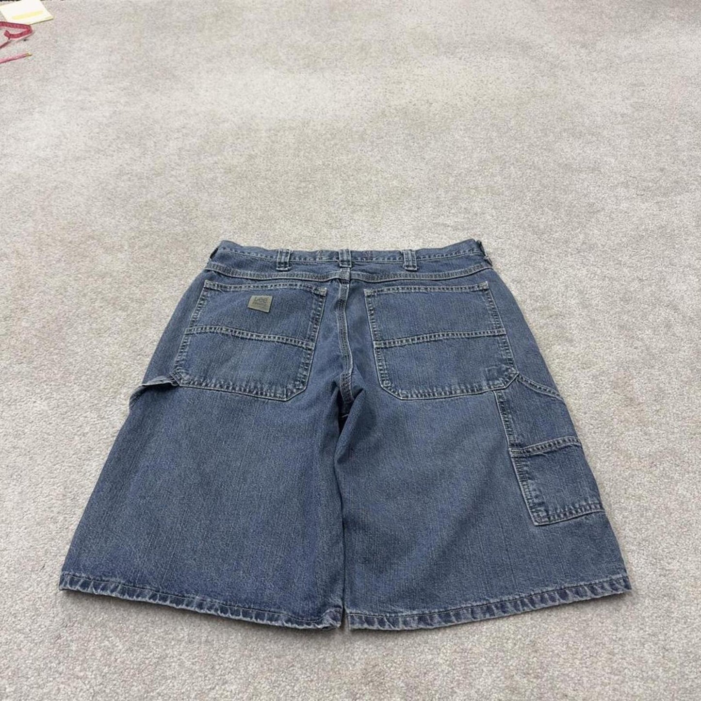 Lee carpenter denim shorts cargo blue Loose leg skater style surf jorts